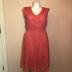 Rabbit Rabbit Rabbit Pink Sleeveless Midi Dress XL V Neck Stretch Cottage Lined